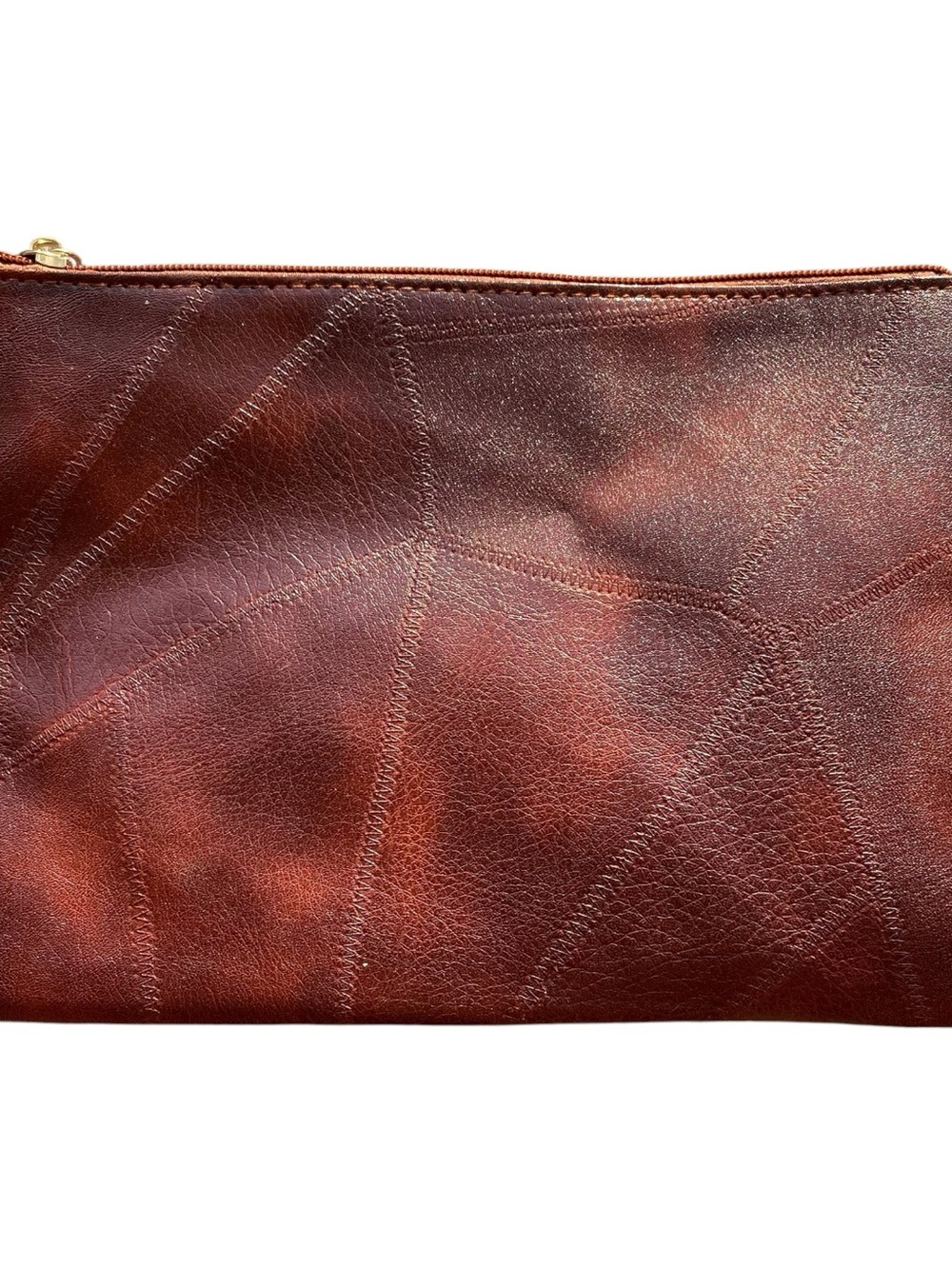 Brown Faux Leather Lg Cosmetic Bag Make Up Toiletry Clutch Tassel Wrist Strap - Picture 2 of 9